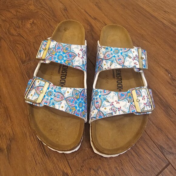 Birkenstock Birko Flor ARIZONA Boho Flowers White BNIB 1015280 ***RARE*** sz 38 - Picture 5 of 8